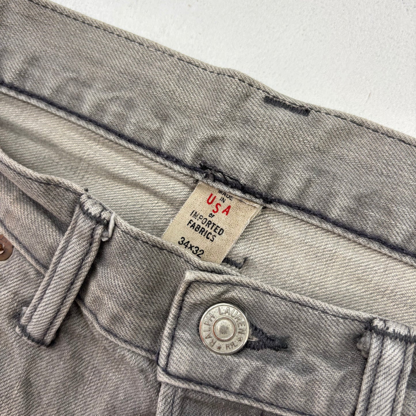 RRL Ralph Lauren Grey Jeans Slim Boot Cut Japanese Woven Selvage Denim - 34x31