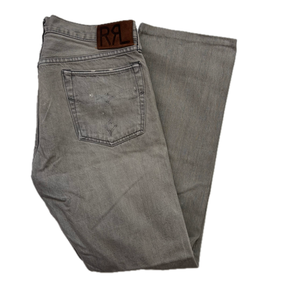 RRL Ralph Lauren Grey Jeans Slim Boot Cut Japanese Woven Selvage Denim - 34x31