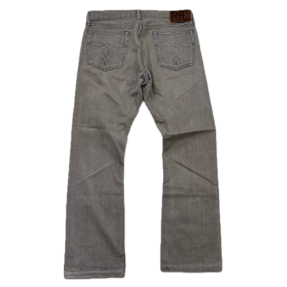 RRL Ralph Lauren Grey Jeans Slim Boot Cut Japanese Woven Selvage Denim - 34x31