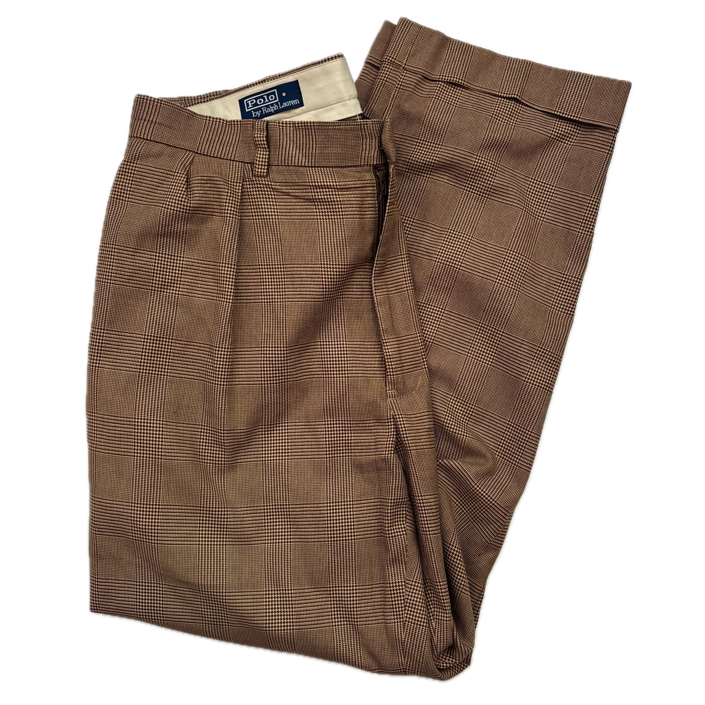 Polo Ralph Lauren Brown Glen Plaid Dress Pants Preppy (Cotton) - 36/30