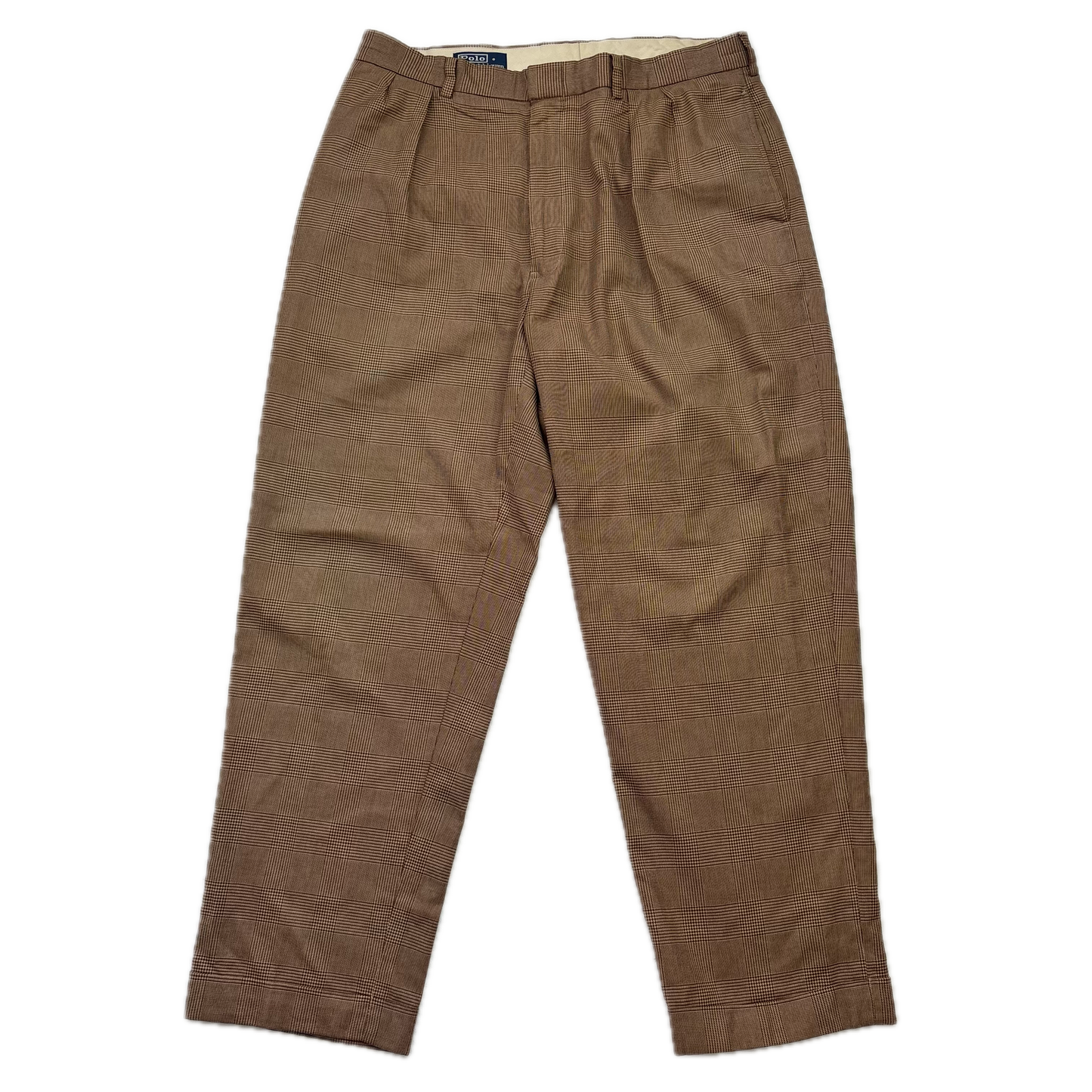 Polo Ralph Lauren Brown Glen Plaid Dress Pants Preppy (Cotton) - 36/30