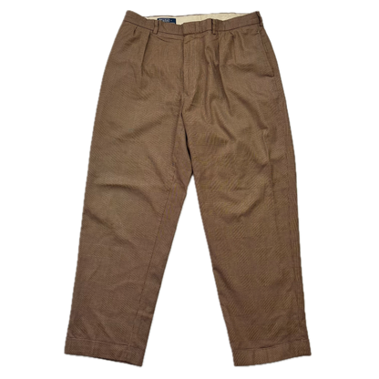 Polo Ralph Lauren Brown Glen Plaid Dress Pants Preppy (Cotton) - 36/30