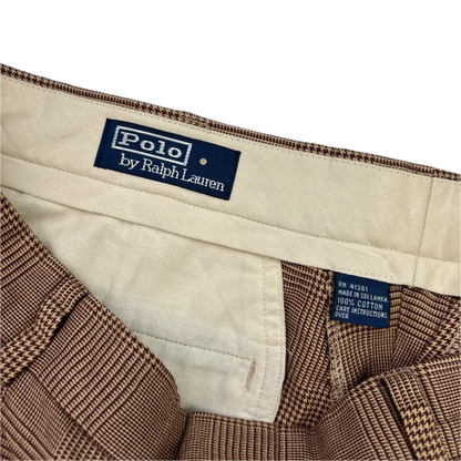 Polo Ralph Lauren Brown Glen Plaid Dress Pants Preppy (Cotton) - 36/30