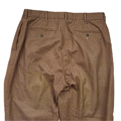 Polo Ralph Lauren Brown Glen Plaid Dress Pants Preppy (Cotton) - 36/30