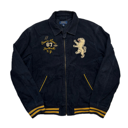 Navy Corduroy Varsity Bronx Lions Letterman Jacket - L
