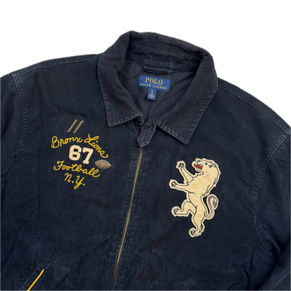 Navy Corduroy Varsity Bronx Lions Letterman Jacket - L