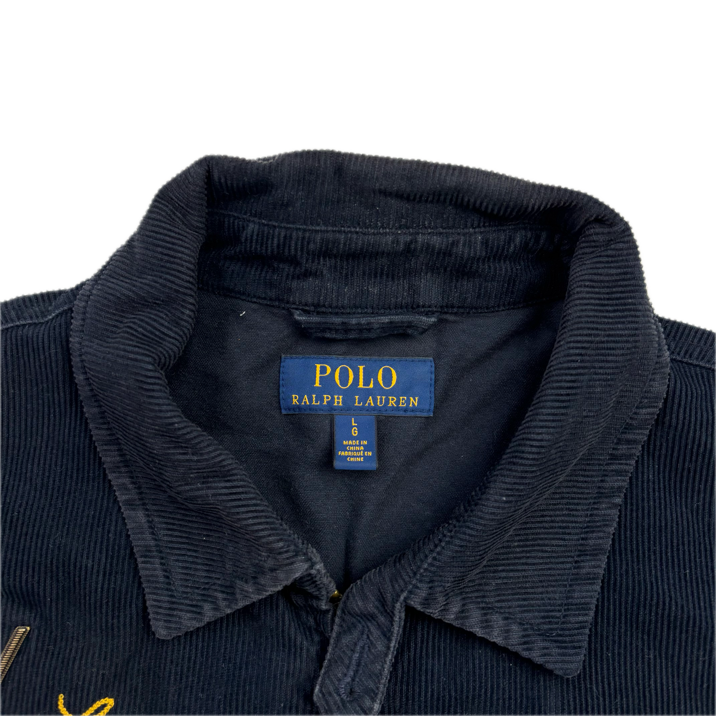 Navy Corduroy Varsity Bronx Lions Letterman Jacket - L