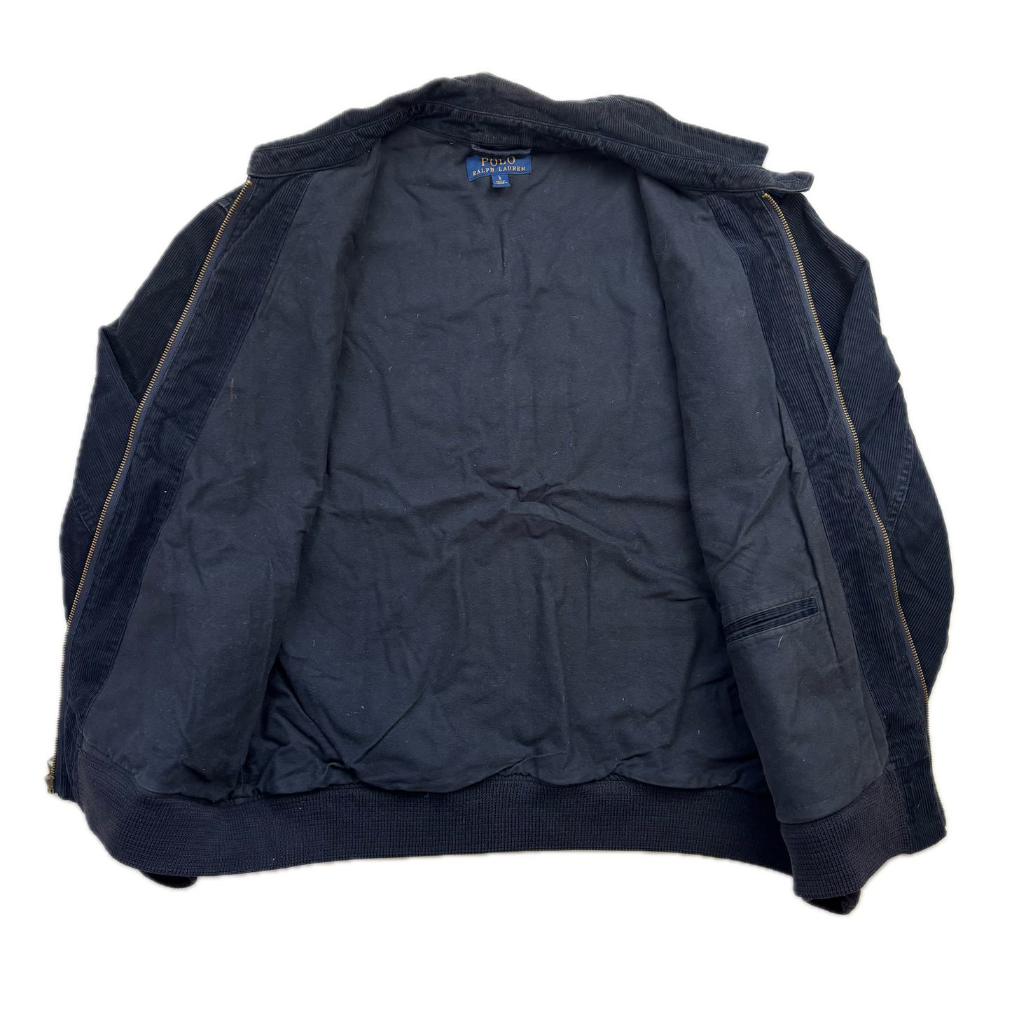 Navy Corduroy Varsity Bronx Lions Letterman Jacket - L