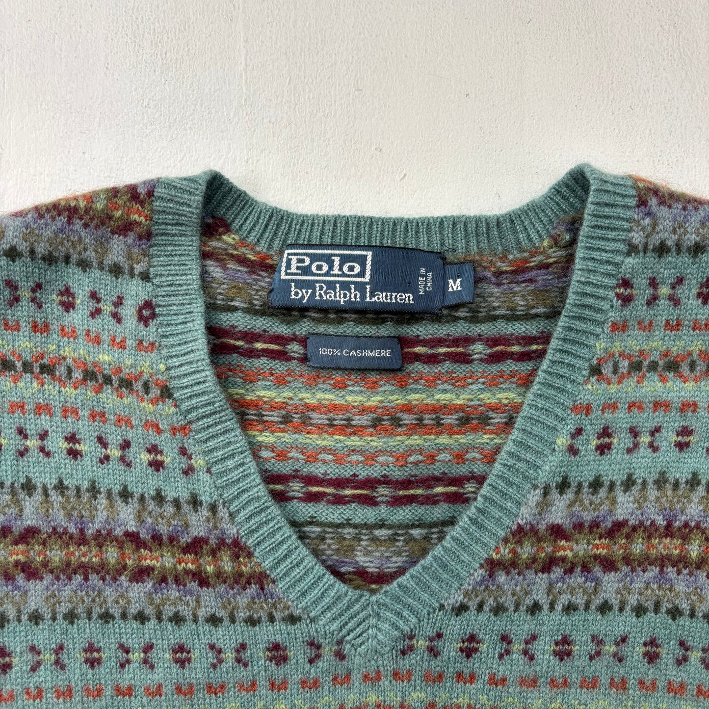 Polo Ralph Lauren Green Fairisle Vest (Cashmere) - M