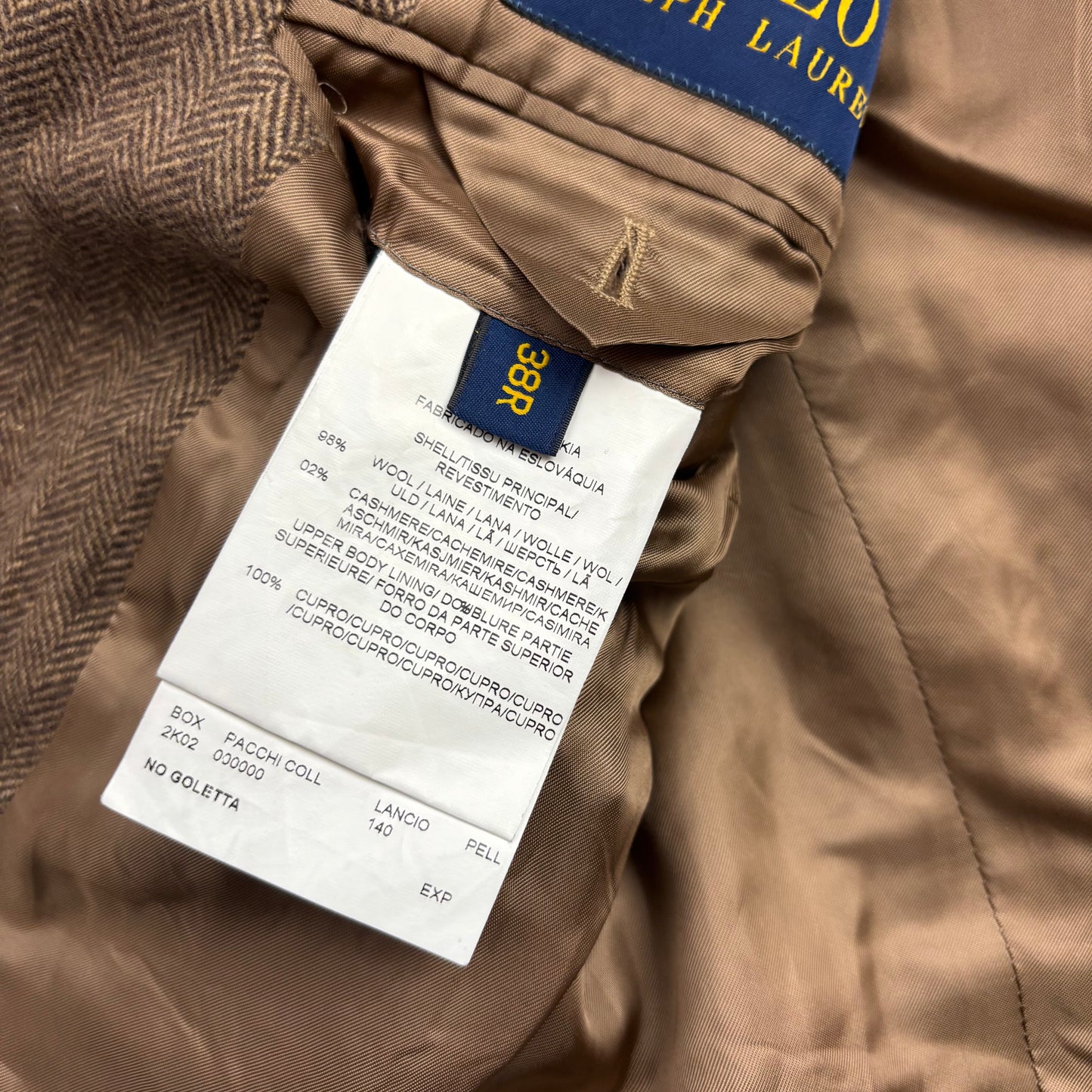 Polo Ralph Lauren Brown Herringbone Blazer (Wool Cashmere) - 38R
