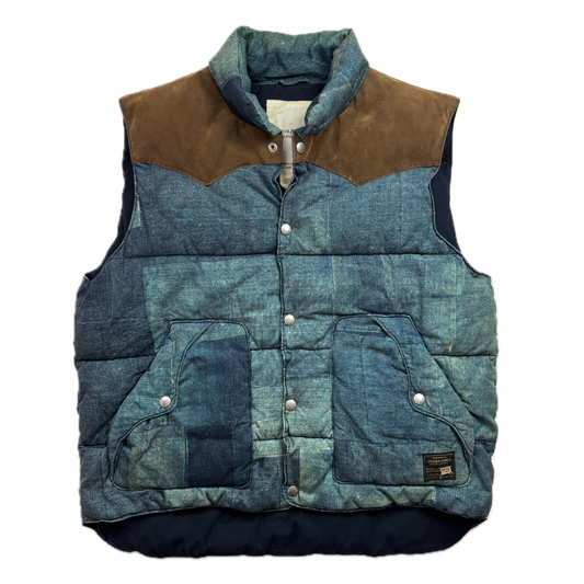 Denim & Supply Patchwork Denim Print Western Gilet - XXL