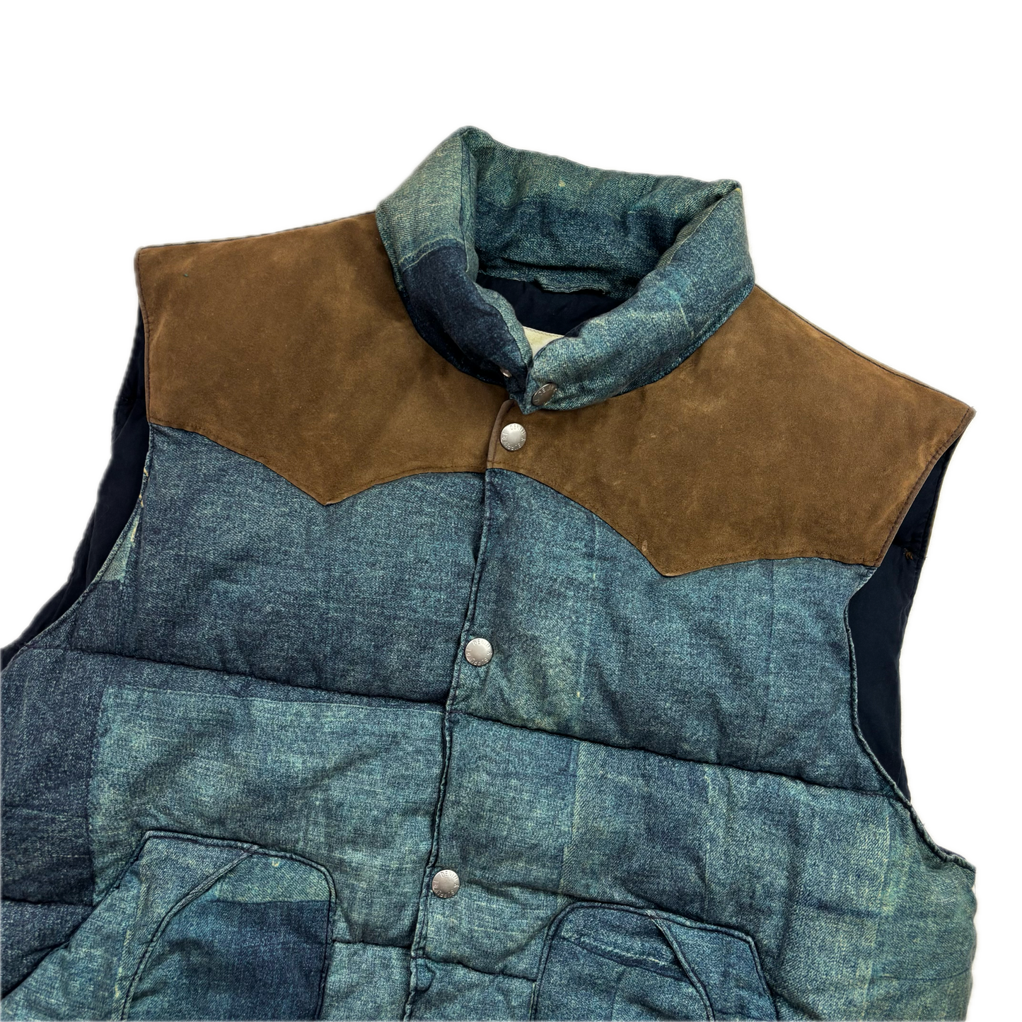 Denim & Supply Patchwork Denim Print Western Gilet - XXL