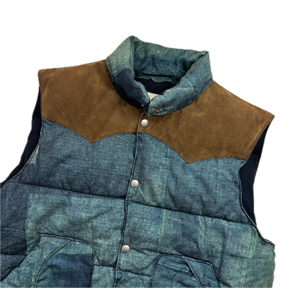 Denim & Supply Patchwork Denim Print Western Gilet - XXL