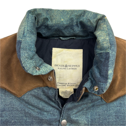 Denim & Supply Patchwork Denim Print Western Gilet - XXL