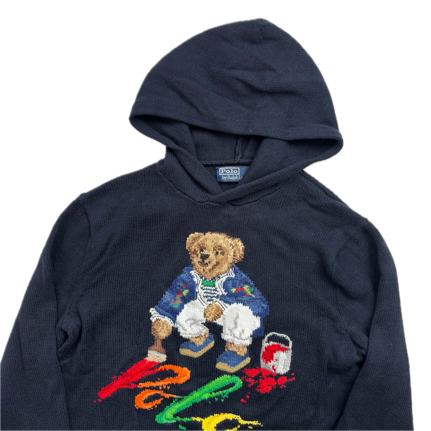 Polo Ralph Lauren Navy Blue Bear Hoodie Painting - S
