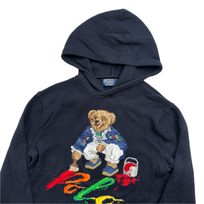 Polo Ralph Lauren Navy Blue Bear Hoodie Painting - S