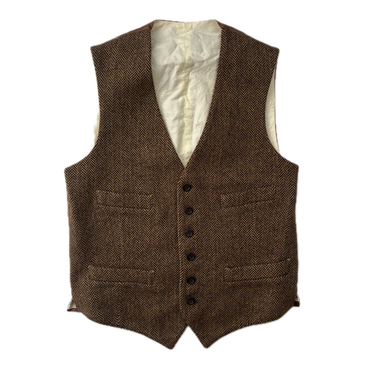 Polo Ralph Lauren Brown Herringbone Waistcoat (Wool Blend) - 38R