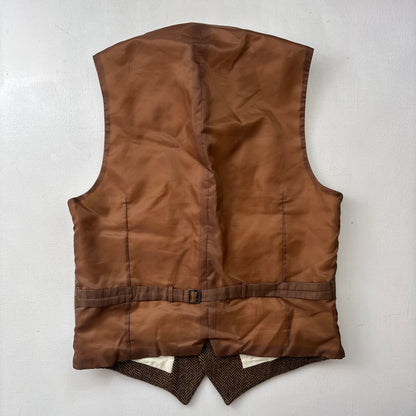 Polo Ralph Lauren Brown Herringbone Waistcoat (Wool Blend) - 38R