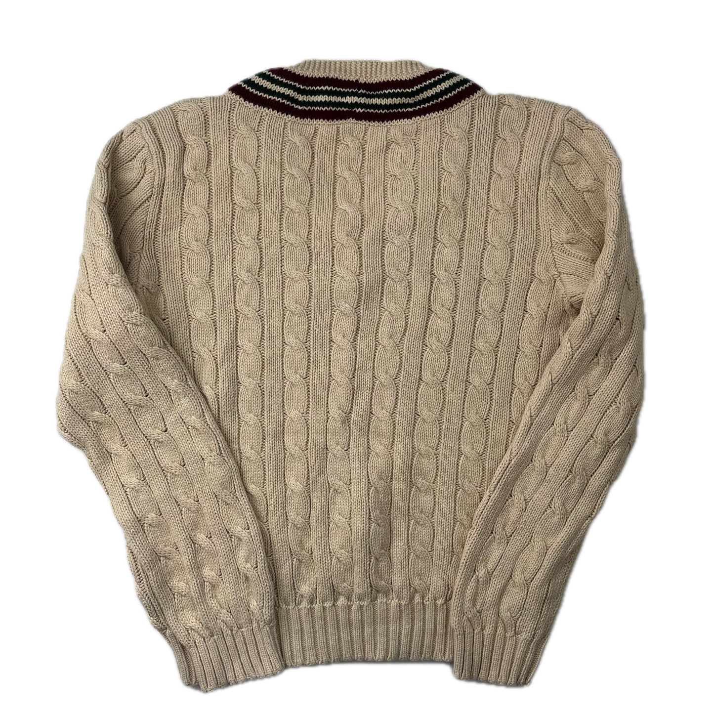 Polo Ralph Lauren Beige Cricket Jumper Cableknit (Linen Cotton)- XL