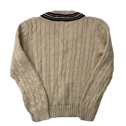 Polo Ralph Lauren Beige Cricket Jumper Cableknit (Linen Cotton)- XL