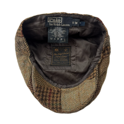 Polo Ralph Lauren Tweed Patchwork Flat Cap Newsboy Hat - S/M