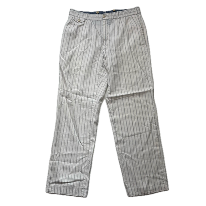 Polo Ralph Lauren White Striped Deck Pants Trousers (Linen Cotton) - 34/32