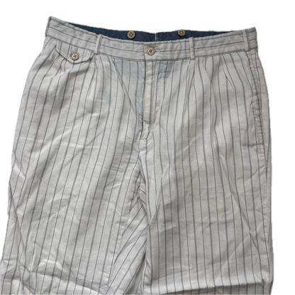 Polo Ralph Lauren White Striped Deck Pants Trousers (Linen Cotton) - 34/32