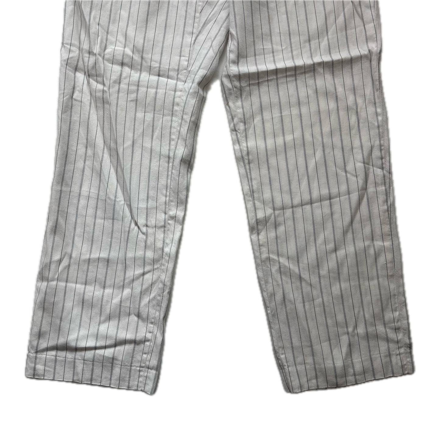 Polo Ralph Lauren White Striped Deck Pants Trousers (Linen Cotton) - 34/32
