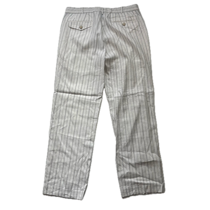 Polo Ralph Lauren White Striped Deck Pants Trousers (Linen Cotton) - 34/32