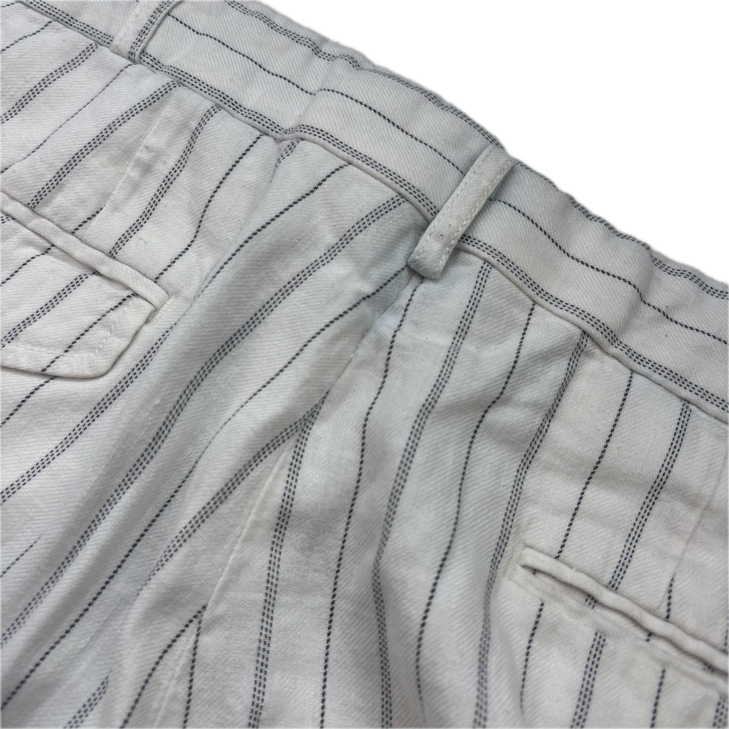 Polo Ralph Lauren White Striped Deck Pants Trousers (Linen Cotton) - 34/32