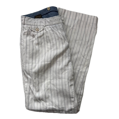 Polo Ralph Lauren White Striped Deck Pants Trousers (Linen Cotton) - 34/32