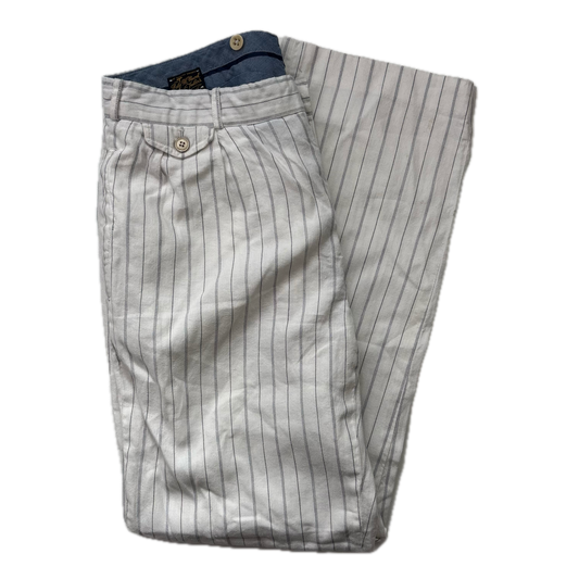 Polo Ralph Lauren White Striped Deck Pants Trousers (Linen Cotton) - 34/32