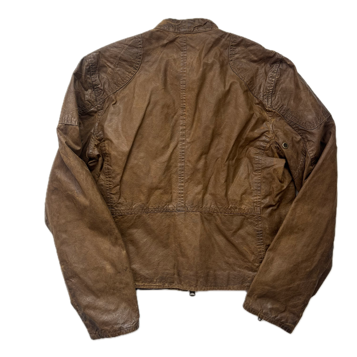 Polo Ralph Lauren Brown Oil Skin Moto Jacket Waxed Cotton - M