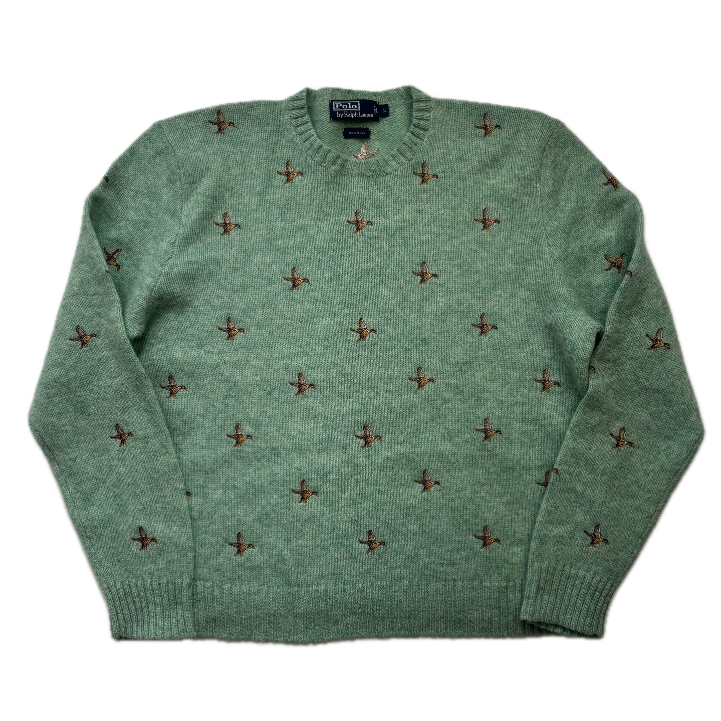 Polo Ralph Lauren Green Mallard Embroidered Jumper Sweater (Wool) - L