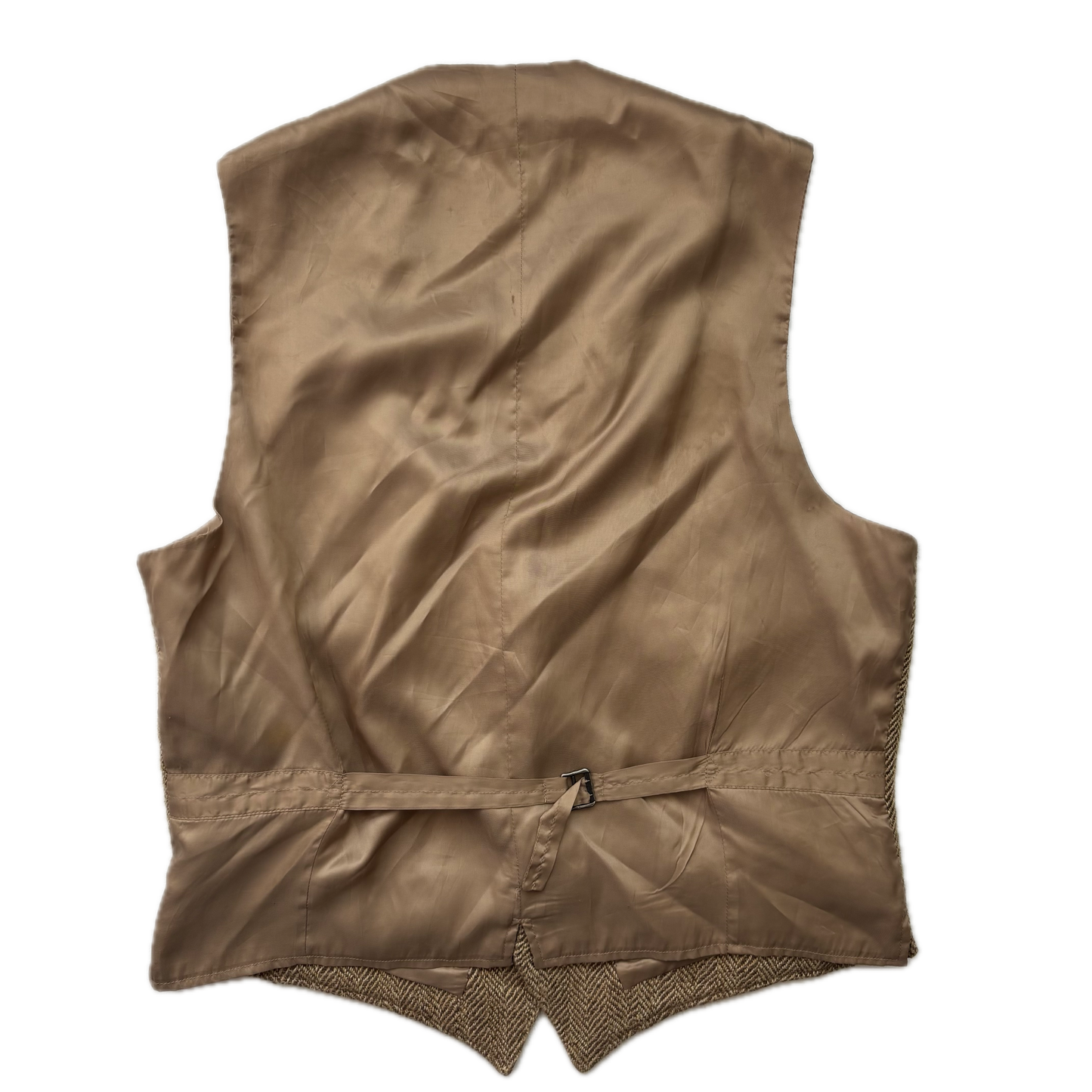 Polo Ralph Lauren Brown Herringbone Waistcoat (Linen Silk Wool) - L