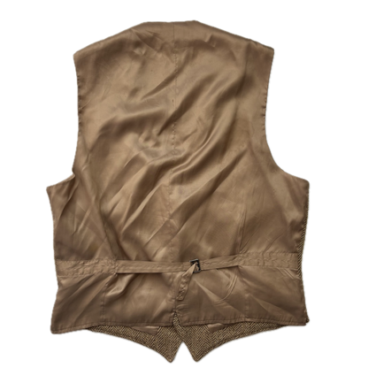 Polo Ralph Lauren Brown Herringbone Waistcoat (Linen Silk Wool) - L