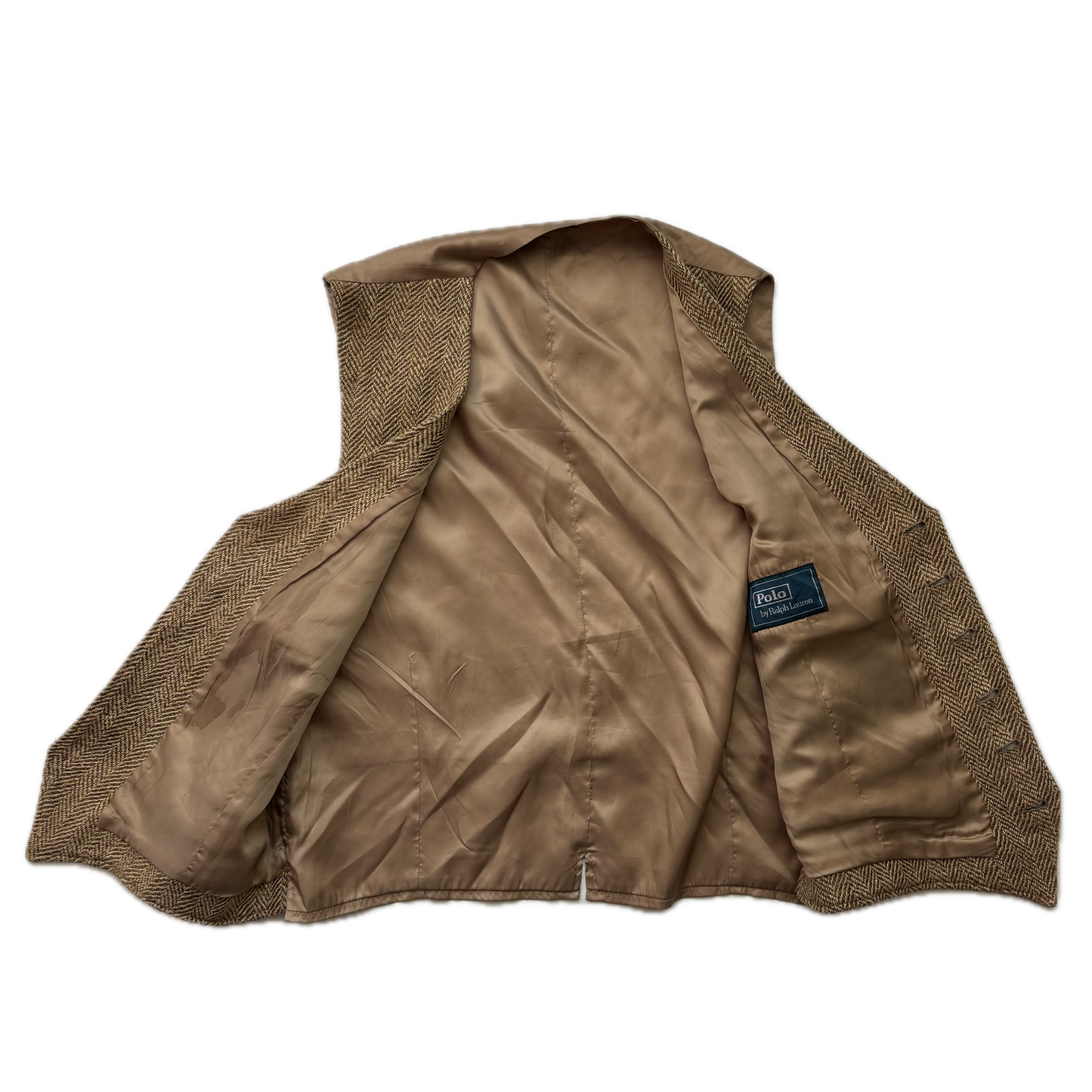 Polo Ralph Lauren Brown Herringbone Waistcoat (Linen Silk Wool) - L