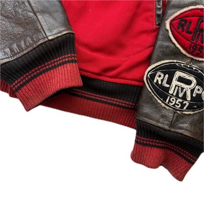 Polo Ralph Lauren Thompson Bulldog Leather Football Varsity Leather Letterman Jacket - S