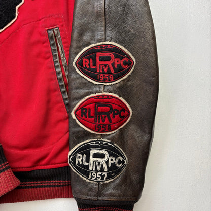 Polo Ralph Lauren Thompson Bulldog Leather Football Varsity Leather Letterman Jacket - S