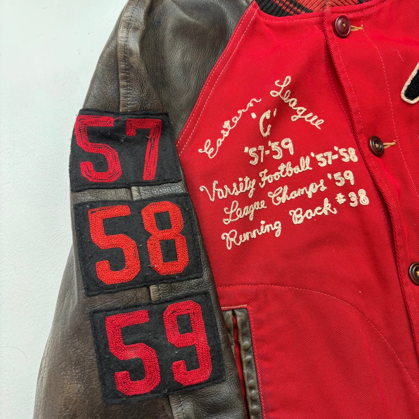 Polo Ralph Lauren Thompson Bulldog Leather Football Varsity Leather Letterman Jacket - S