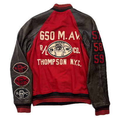 Polo Ralph Lauren Thompson Bulldog Leather Football Varsity Leather Letterman Jacket - S