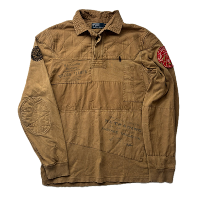 Polo Ralph Lauren Patchwork Sportsman Khaki Rugby Shirt - M