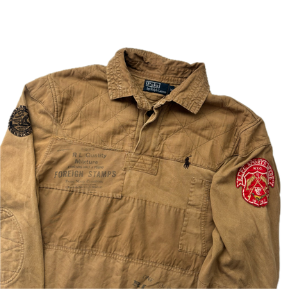 Polo Ralph Lauren Patchwork Sportsman Khaki Rugby Shirt - M