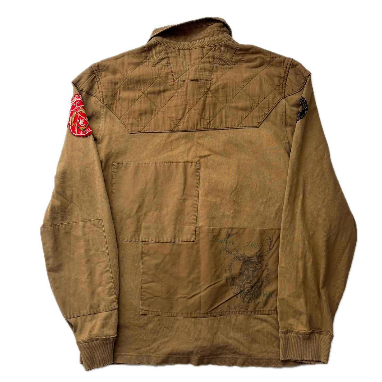 Polo Ralph Lauren Patchwork Sportsman Khaki Rugby Shirt - M