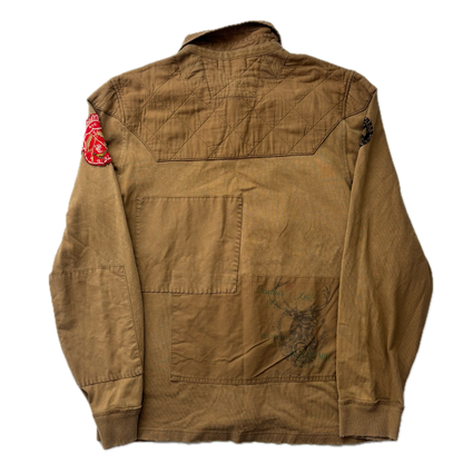Polo Ralph Lauren Patchwork Sportsman Khaki Rugby Shirt - M