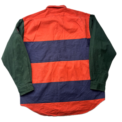 Polo Ralph Lauren Sportsman Wildlife Patch Striped Shirt 1993 Original - XL