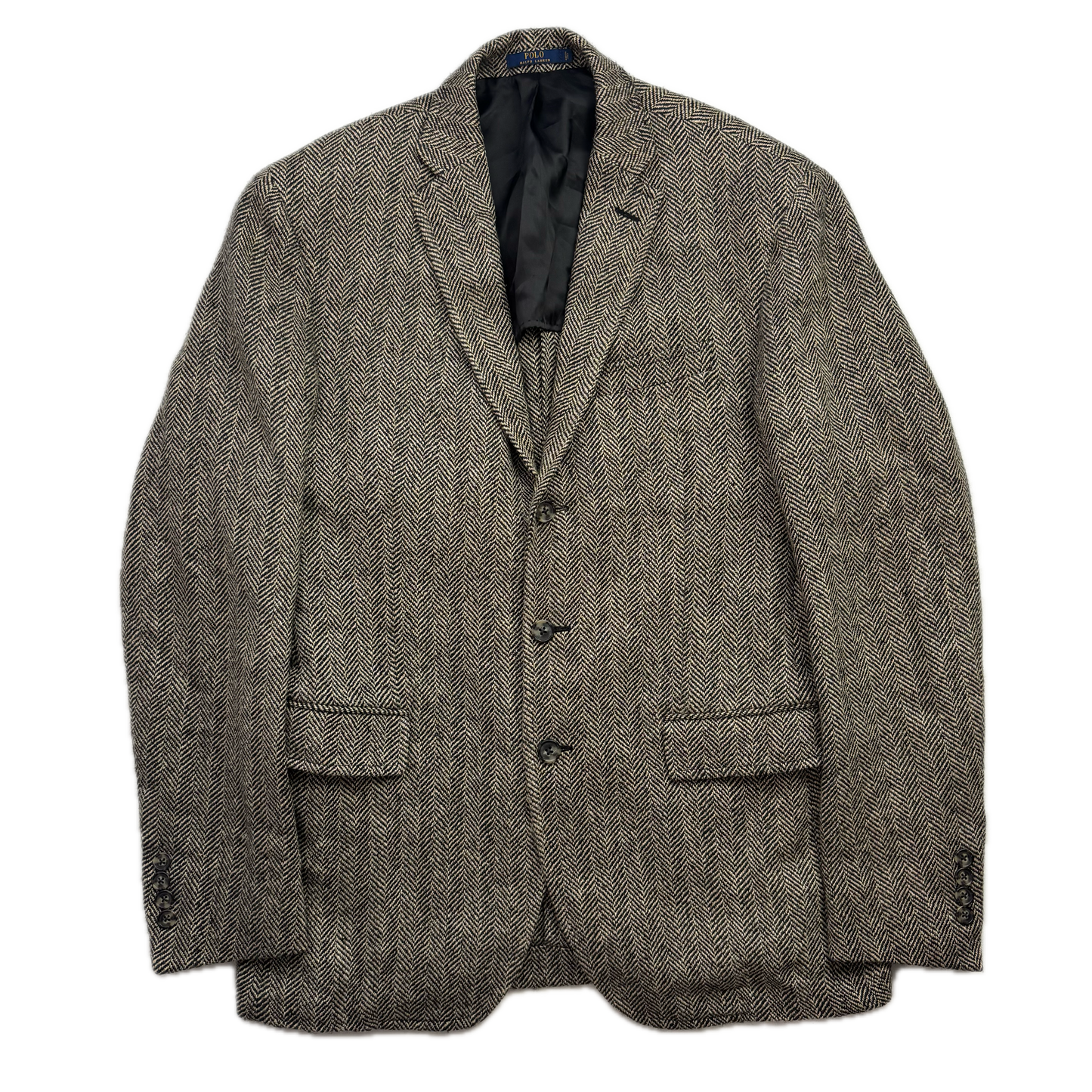 Polo Ralph Lauren Grey Herringbone Blazer Sports Coat (Linen Silk Wool) - 40R