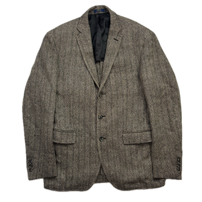 Polo Ralph Lauren Grey Herringbone Blazer Sports Coat (Linen Silk Wool) - 40R