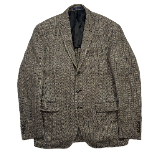 Polo Ralph Lauren Grey Herringbone Blazer Sports Coat (Linen Silk Wool) - 40R