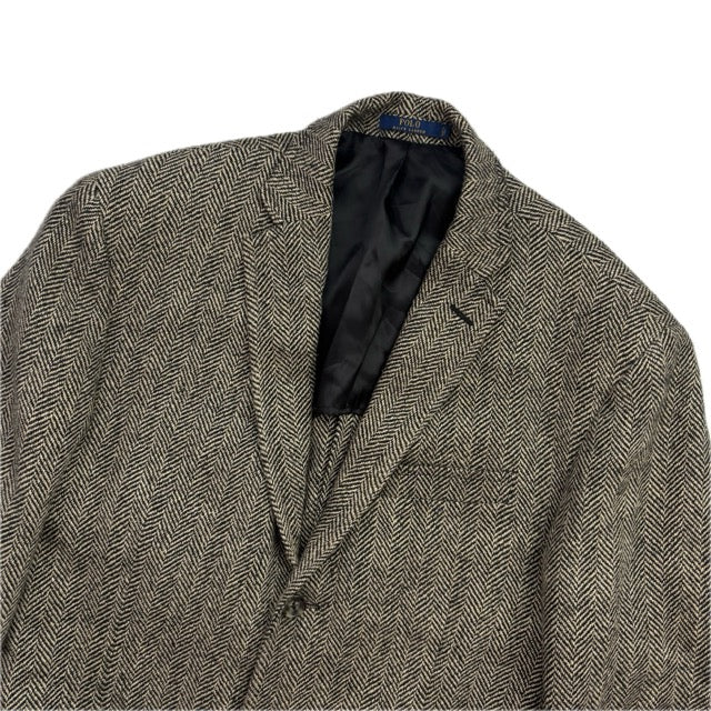 Polo Ralph Lauren Grey Herringbone Blazer Sports Coat (Linen Silk Wool) - 40R